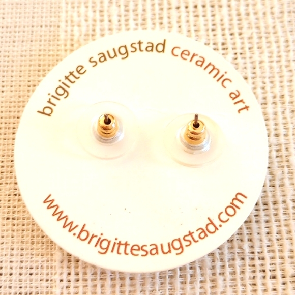 Reduced!🧡 NWT Brigitte Saugstad Ceramic Elephant Stud Earrings Color: Orange - Picture 2 of 3